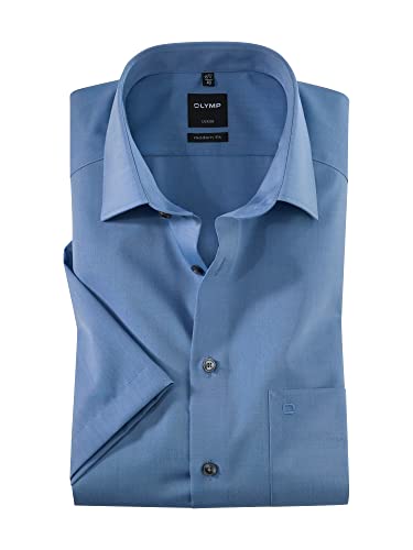 OLYMP Herren Businesshemd Kurzarm Luxor,Männer,Chambray,modern fit,New Kent,blau 15,40 von OLYMP