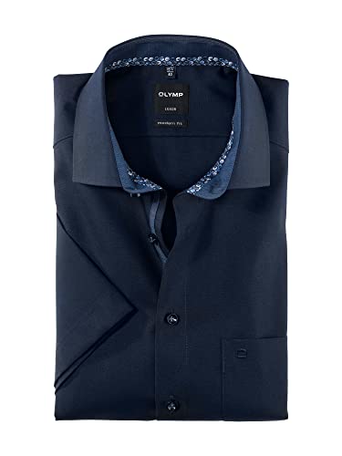 OLYMP Herren Businesshemd Kurzarm Luxor,Männer,Einfarbig,modern fit,Global Kent,Kobalt 08,37 von OLYMP