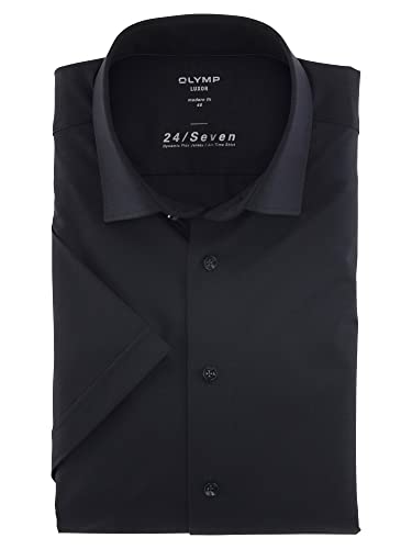 OLYMP Herren Businesshemd Kurzarm Luxor 24/Seven,Männer,Single Jersey,modern fit,New Kent,Marine 18,39 von OLYMP