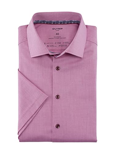 OLYMP Herren Businesshemd Kurzarm Luxor 24/Seven,Twill,modern fit,Global Kent,Fuchsia 95,40 von OLYMP