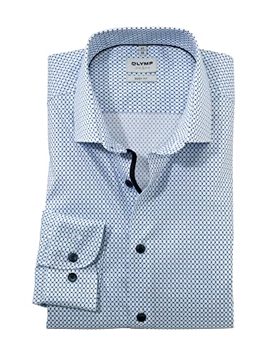 OLYMP Herren Businesshemd Langarm Level Five,Digitaldruck auf Uni,Body fit,Modern Kent,bleu 11,38 von OLYMP
