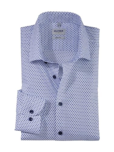 OLYMP Herren Businesshemd Langarm Level Five,Digitaldruck auf Uni,Body fit,New York Kent-2,bleu 11,46 von OLYMP