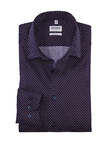 OLYMP Herren Businesshemd Langarm Level Five,Digitaldruck auf Uni,Body fit,New York Kent-2,rot 35,43 von OLYMP