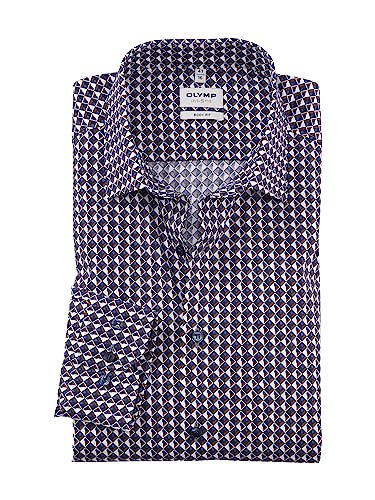 OLYMP Herren Businesshemd Langarm Level Five,Digitaldruck auf Uni,Body fit,New York Kent-2,rotbraun 29,42 von OLYMP