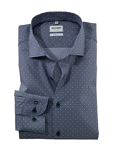 OLYMP Herren Businesshemd Langarm Level Five,Digitaldruck auf Uni,Body fit,Royal Kent,Marine 18,38 von OLYMP