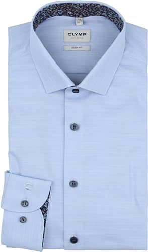 OLYMP Herren Businesshemd Langarm Level Five,Einfarbig,Body fit,Modern Kent,bleu 11,44 von OLYMP