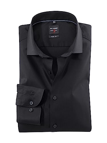 OLYMP Herren Businesshemd Langarm Level Five,Einfarbig,Body fit,Royal Kent,schwarz 68,44 von OLYMP