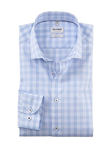OLYMP Herren Businesshemd Langarm Level Five,Kariert,Body fit,Modern Kent,bleu 11,38 von OLYMP