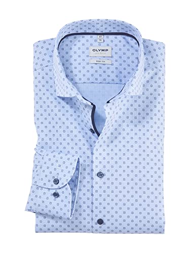 OLYMP Herren Businesshemd Langarm Level Five,Rotationsdruck,Body fit,Royal Kent,bleu 11,39 von OLYMP