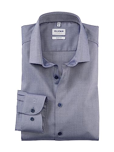 OLYMP Herren Businesshemd Langarm Level Five,Twill,Body fit,Modern Kent,nürnbergerblau 17,46 von OLYMP