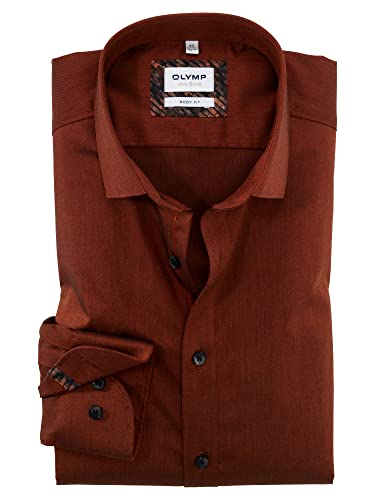 OLYMP Herren Businesshemd Langarm Level Five,Twill,Body fit,Modern Kent,rotorange 07,42 von OLYMP