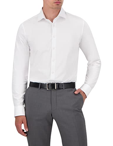 OLYMP Herren Businesshemd Level Five 24/Seven,Männer Hemd,Langarm,Einfarbig,Uni,Body fit,New York Kent,bequem wie EIN T-Shirt,Weiss 00,40 von OLYMP