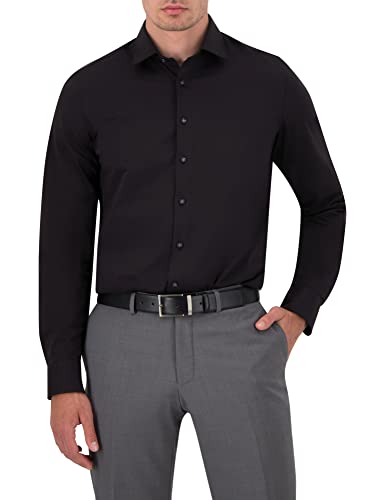 OLYMP Herren Businesshemd Level Five 24/Seven,Männer Hemd,Langarm,Einfarbig,Uni,Body fit,New York Kent,bequem wie EIN T-Shirt,schwarz 68,46 von OLYMP