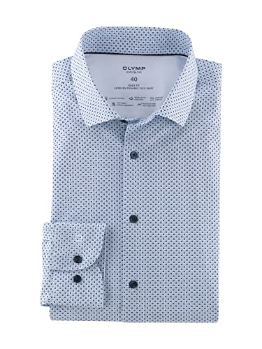 OLYMP Herren Businesshemd Langarm Level Five 24/Seven,Rotationsdruck,Body fit,Modern Kent,bleu 11,41 von OLYMP