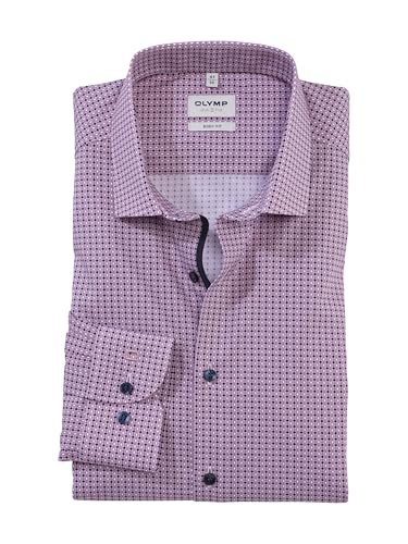 OLYMP Herren Businesshemd Langarm Level.Five.Body.fit,Digitaldruck auf Uni,Body fit,Modern Kent,Granat 86,38 von OLYMP
