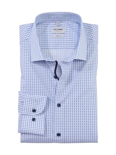 OLYMP Herren Businesshemd Langarm Level.Five.Body.fit,Digitaldruck auf Uni,Body fit,Modern Kent,bleu 11,38 von OLYMP