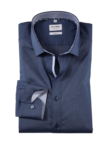 OLYMP Herren Businesshemd Langarm Level.Five.Body.fit,Einfarbig,Body fit,New York Kent,Marine 18,44 von OLYMP