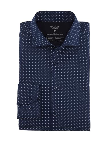 OLYMP Herren Businesshemd Langarm Level.Five.Body.fit,Rotationsprint auf Jersey,Body fit,Kent-Kragen,Marine 18,38 von OLYMP