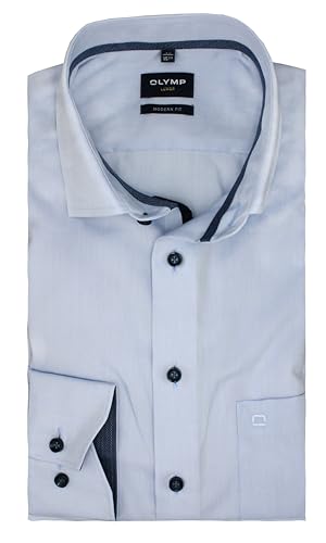 OLYMP Herren Businesshemd Langarm Luxor,Chambray,modern fit,Global Kent,bleu 11,44 von OLYMP