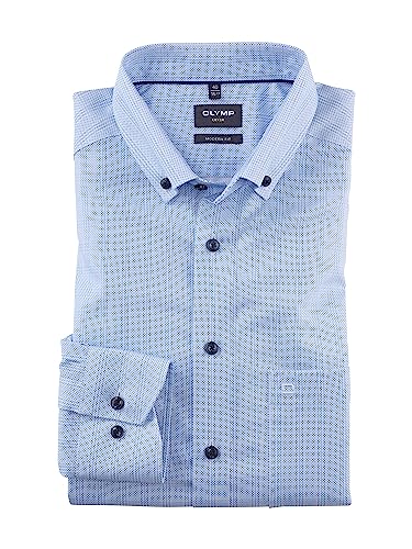 OLYMP Herren Businesshemd Langarm Luxor,Digitaldruck auf Uni,modern fit,Button-Down-Kragen,bleu 11,39 von OLYMP