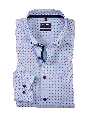 OLYMP Herren Businesshemd Langarm Luxor,Digitaldruck auf Uni,modern fit,Button-Down-Kragen,rot 35,37 von OLYMP