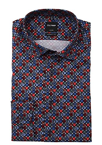 OLYMP Herren Businesshemd Langarm Luxor,Digitaldruck auf Uni,modern fit,Under Button Down,Marine 18,38 von OLYMP