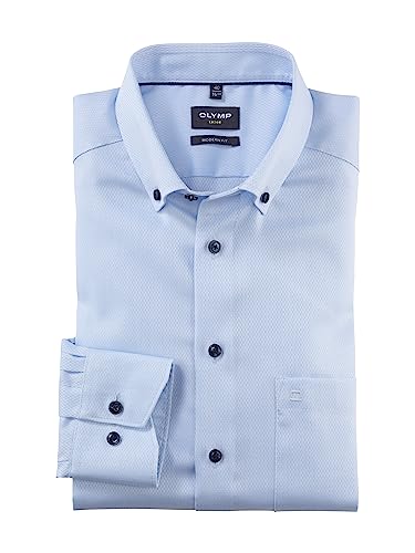 OLYMP Herren Businesshemd Langarm Luxor,Einfarbig,modern fit,Button-Down-Kragen,bleu 11,42 von OLYMP