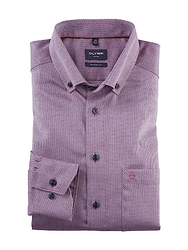 OLYMP Herren Businesshemd Langarm Luxor,Einfarbig,modern fit,Button-Down-Kragen,dunkelrot 39,39 von OLYMP