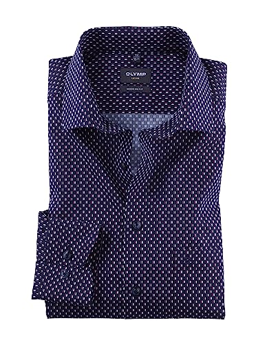 OLYMP Herren Businesshemd Langarm Luxor,Rotationsdruck,modern fit,Global Kent,Mauve 93,39 von OLYMP