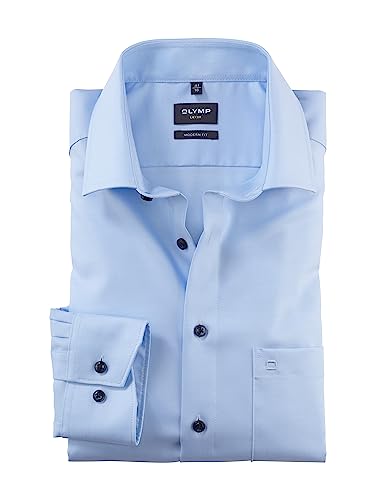 OLYMP Herren Businesshemd Langarm Luxor,Twill,modern fit,Global Kent,hellblau 10,45 von OLYMP