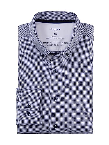 OLYMP Herren Businesshemd Langarm Luxor 24/Seven,Einfarbig,modern fit,Button-Down-Kragen,Marine 18,45 von OLYMP