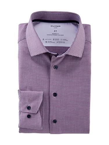 OLYMP Herren Businesshemd Langarm Luxor 24/Seven,Einfarbig,modern fit,Global Kent,Fuchsia 95,44 von OLYMP