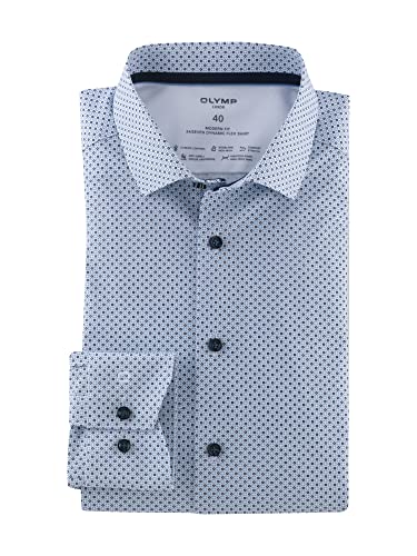 OLYMP Herren Businesshemd Langarm Luxor 24/Seven,Rotationsdruck,modern fit,Modern Kent,bleu 11,43 von OLYMP