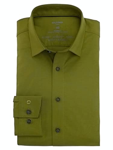 OLYMP Herren Businesshemd Langarm Luxor 24/Seven,Single Jersey,modern fit,New Kent,Khaki 26,39 von OLYMP