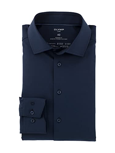 OLYMP Herren Businesshemd Langarm Luxor 24/Seven,Twill,modern fit,Global Kent,Marine 18,41 von OLYMP