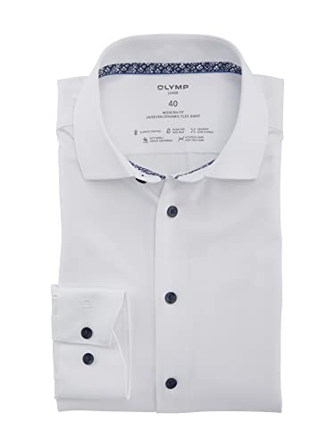 OLYMP Herren Businesshemd Langarm Luxor 24/Seven,Twill,modern fit,Global Kent,Weiss 00,39 von OLYMP