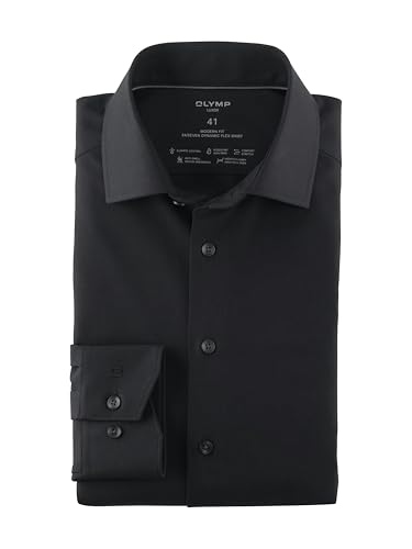 OLYMP Herren Oberhemd Langarm Luxor.24.Seven,Twill,modern fit,Global Kent,schwarz 68,44 von OLYMP