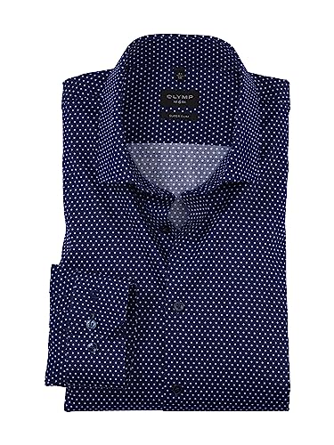 OLYMP Herren Businesshemd Langarm No. Six,Digitaldruck auf Uni,super Slim,Modern Kent,Marine 18,37 von OLYMP