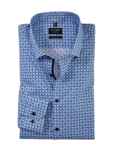 OLYMP Herren Businesshemd Langarm No. Six,Digitaldruck auf Uni,super Slim,Modern Kent,bleu 11,37 von OLYMP