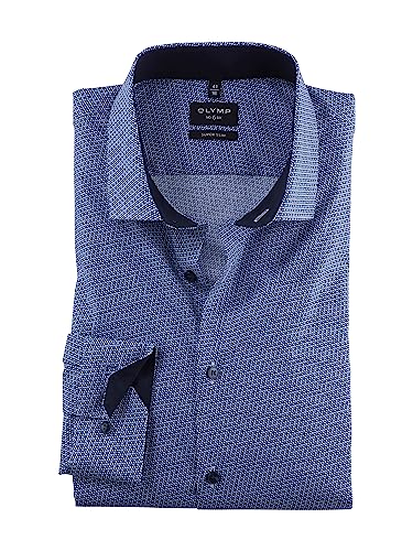 OLYMP Herren Businesshemd Langarm No. Six,Digitaldruck auf Uni,super Slim,Modern Kent,bleu 11,37 von OLYMP
