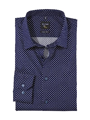 OLYMP Herren Businesshemd Langarm No. Six,Rotationsdruck,super Slim,Urban Kent,Marine 18,40 von OLYMP