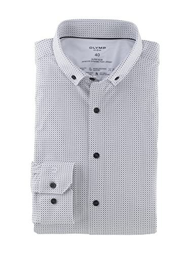 OLYMP Herren Businesshemd Langarm No. Six 24/Seven,Digitalprint on Jersey,super Slim,Button-Down-Kragen,schwarz 68,41 von OLYMP
