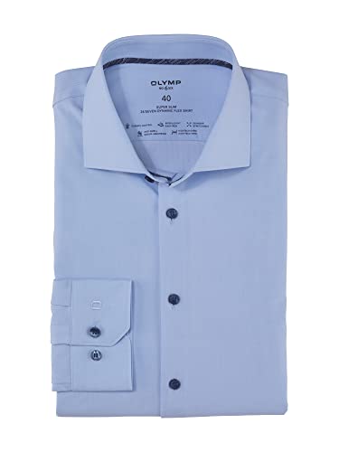 OLYMP Herren Businesshemd Langarm No. Six 24/Seven,Einfarbig,super Slim,Kent-Kragen,bleu 11,38 von OLYMP