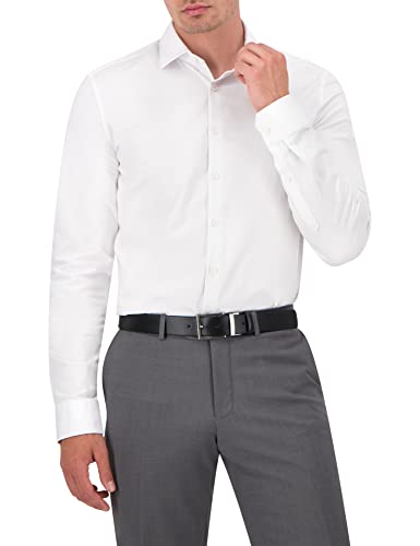 OLYMP Herren Businesshemd Langarm No. Six,Einfarbig,super Slim,Urban Kent,Weiss 00,41 von OLYMP