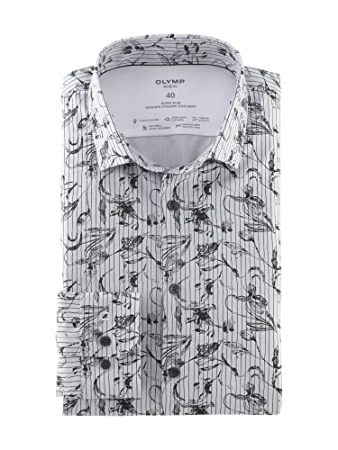OLYMP Herren Businesshemd Langarm No. Six 24/Seven,Rotationsdruck,super Slim,Modern Kent,schwarz 68,37 von OLYMP