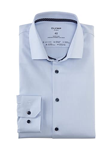 OLYMP Herren Businesshemd Langarm No. Six 24/Seven,Twill,super Slim,Modern Kent,bleu 11,39 von OLYMP