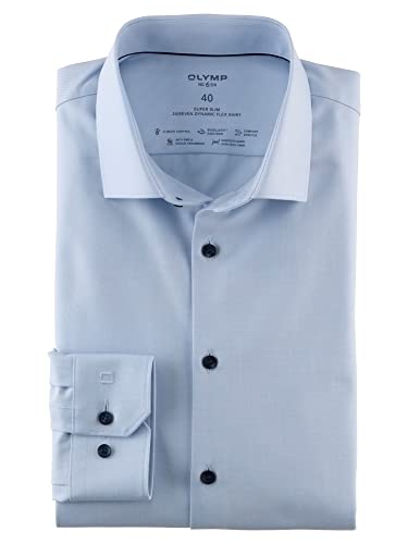 OLYMP Herren Businesshemd Langarm No. Six 24/Seven,Twill,super Slim,Modern Kent,bleu 11,39 von OLYMP