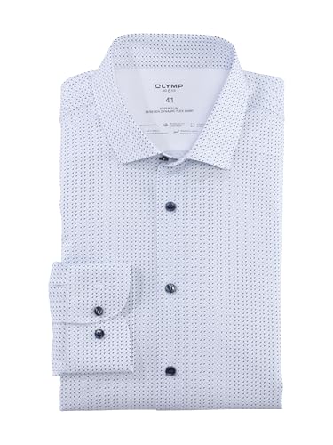OLYMP Herren Businesshemd Langarm No.Six.24.Seven,Rotationsdruck,super Slim,Modern Kent,bleu 11,45 von OLYMP