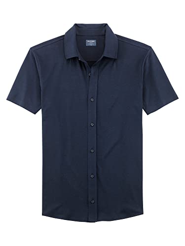 OLYMP Herren Freizeithemd Kurzarm Polo,Uni,Polo-Kragen,Marine 18,XL von OLYMP