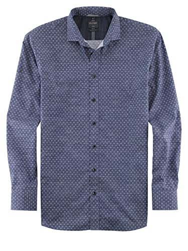 OLYMP Herren Freizeithemd Langarm Casual,Digitaldruck auf Uni,modern fit,Kent-Kragen,Marine 18,L von OLYMP